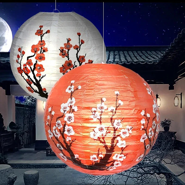 12inch Chinese Paper Lantern Round Plum Blossom Folding Lantern For Home Restaurant  Hanging Wedding New Year Party Decoration